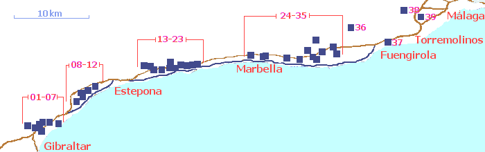 Costa del Sol Mapa de clubes de golf